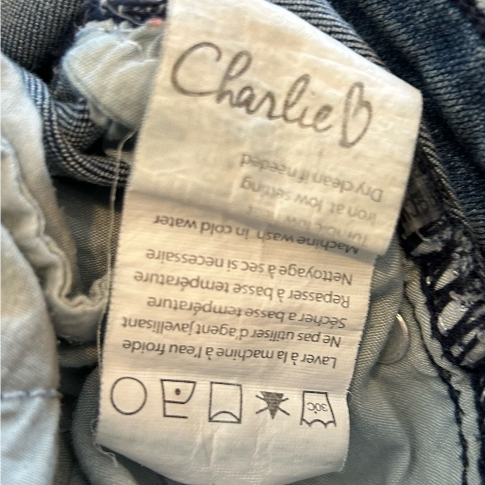Charlie B Women's Embroidered Southern Western Cuff Jeans Dark Blue Wash Size 32 - Picture 15 of 16